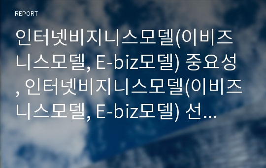 인터넷비지니스모델(이비즈니스모델, E-biz모델) 중요성, 인터넷비지니스모델(이비즈니스모델, E-biz모델) 선행연구,역시장, 인터넷비지니스모델(이비즈니스모델) 전자상거래,사례