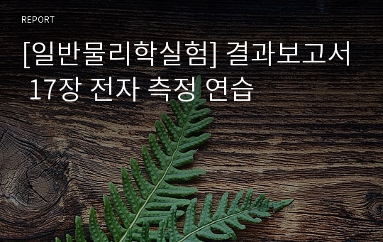 [일반물리학실험] 결과보고서 17장 전자 측정 연습