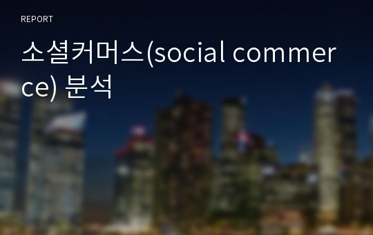 소셜커머스(social commerce) 분석