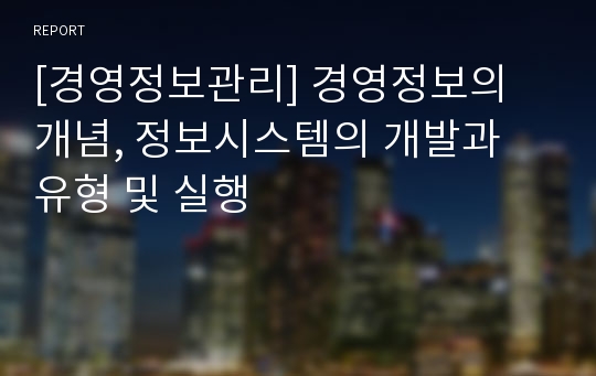 [경영정보관리] 경영정보의 개념, 정보시스템의 개발과 유형 및 실행