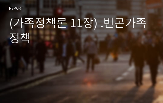 (가족정책론 11장) .빈곤가족정책