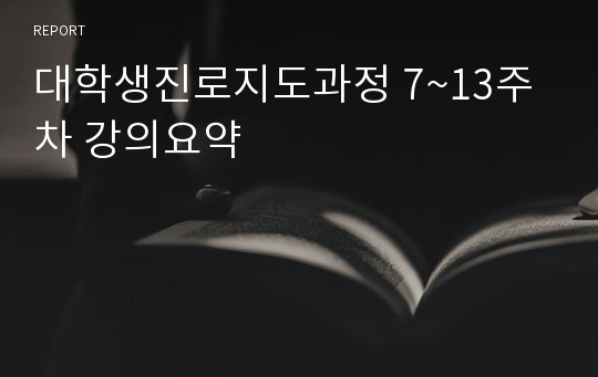 대학생진로지도과정 7~13주차 강의요약