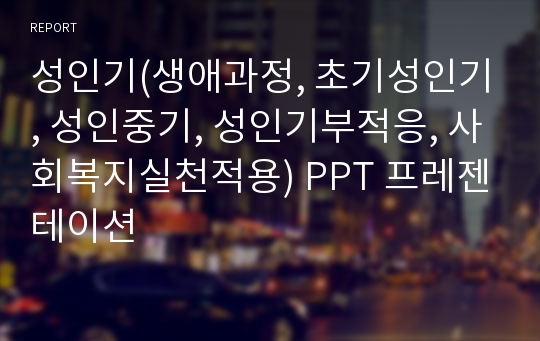 성인기(생애과정, 초기성인기, 성인중기, 성인기부적응, 사회복지실천적용) PPT 프레젠테이션