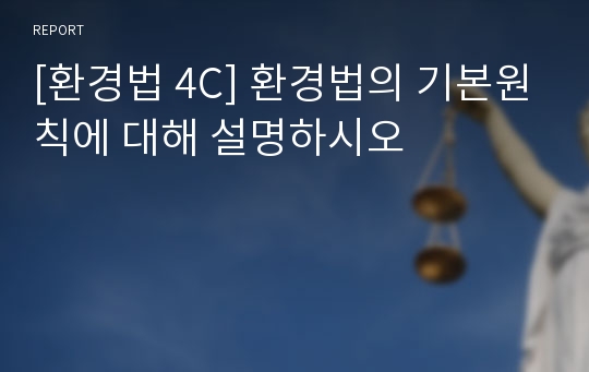 [환경법 4C] 환경법의 기본원칙에 대해 설명하시오