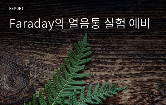 Faraday의 얼음통 실험 예비