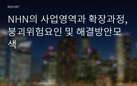 NHN의 사업영역과 확장과정,붕괴위험요인 및 해결방안모색