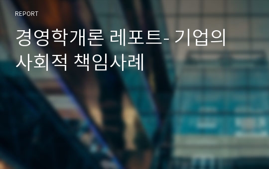 경영학개론 레포트- 기업의 사회적 책임사례