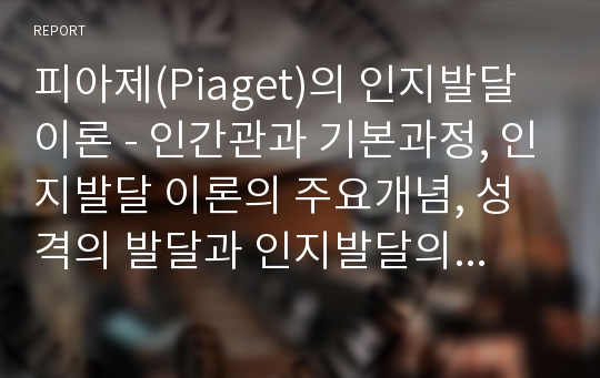 피아제(Piaget)의 인지발달 이론 - 인간관과 기본과정, 인지발달 이론의 주요개념, 성격의 발달과 인지발달의 단계