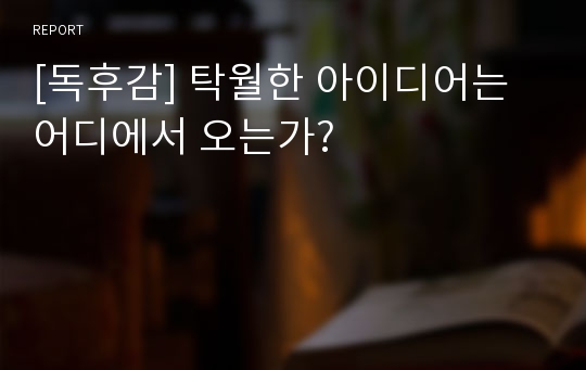 [독후감] 탁월한 아이디어는 어디에서 오는가?