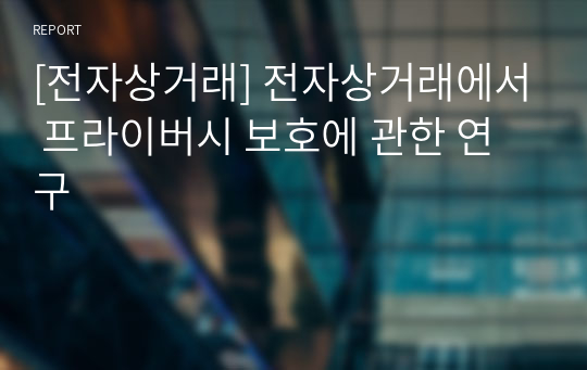 [전자상거래] 전자상거래에서 프라이버시 보호에 관한 연구