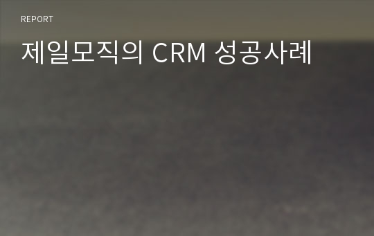 제일모직의 CRM 성공사례