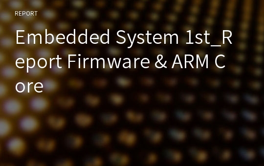 Embedded System 1st_Report Firmware &amp; ARM Core