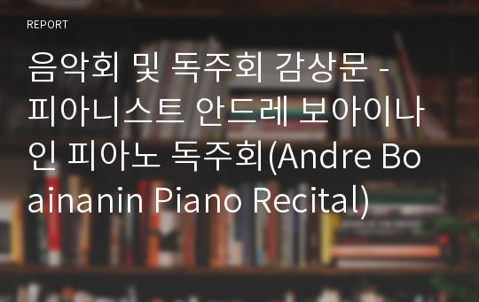 음악회 및 독주회 감상문 -  피아니스트 안드레 보아이나인 피아노 독주회(Andre Boainanin Piano Recital)