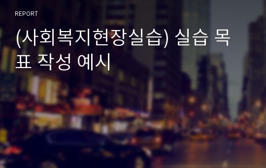 (사회복지현장실습) 실습 목표 작성 예시