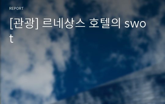 [관광] 르네상스 호텔의 swot