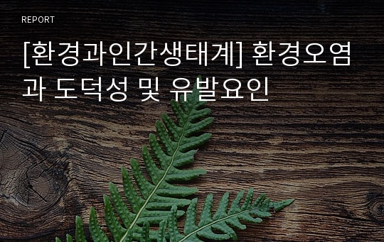 [환경과인간생태계] 환경오염과 도덕성 및 유발요인