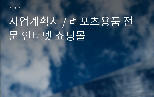 사업계획서 / 례포츠용품 전문 인터넷 쇼핑몰