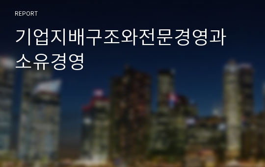 기업지배구조와전문경영과 소유경영