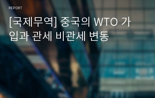 [국제무역] 중국의 WTO 가입과 관세 비관세 변동