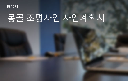 몽골 조명사업 사업계획서