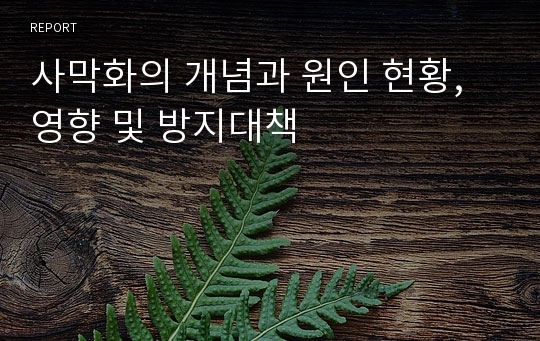 사막화의 개념과 원인 현황,영향 및 방지대책