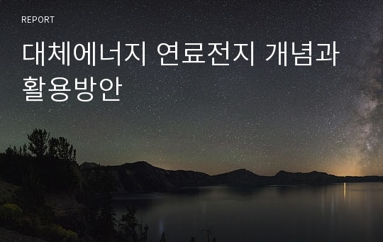 대체에너지 연료전지 개념과 활용방안