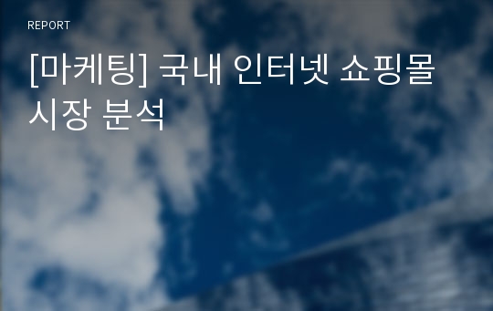 [마케팅] 국내 인터넷 쇼핑몰 시장 분석