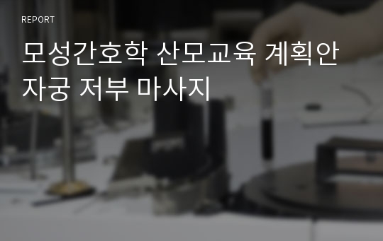 모성간호학 산모교육 계획안 자궁 저부 마사지