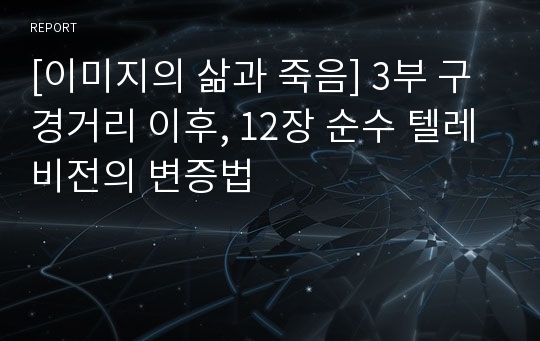 [이미지의 삶과 죽음] 3부 구경거리 이후, 12장 순수 텔레비전의 변증법