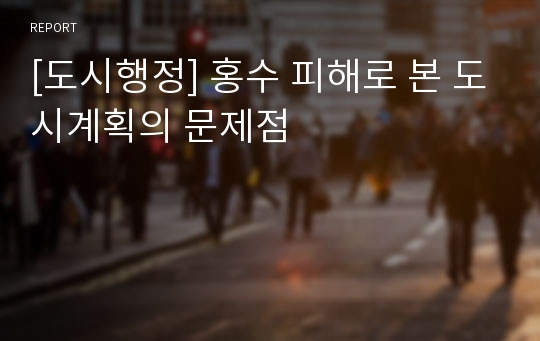 [도시행정] 홍수 피해로 본 도시계획의 문제점