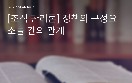 [조직 관리론] 정책의 구성요소들 간의 관계