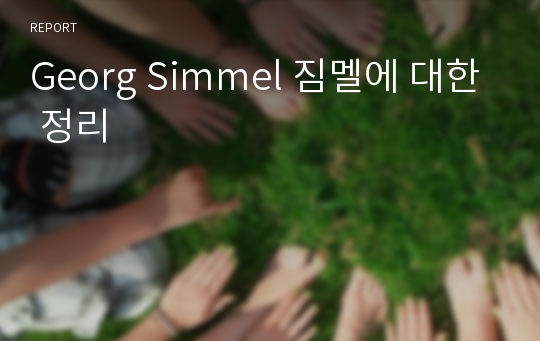 Georg Simmel 짐멜에 대한 정리