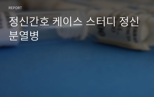 정신간호 케이스 스터디 정신분열병