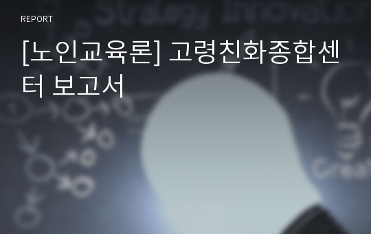 [노인교육론] 고령친화종합센터 보고서