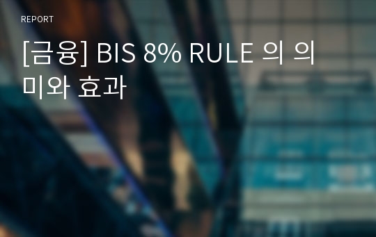 [금융] BIS 8% RULE 의 의미와 효과