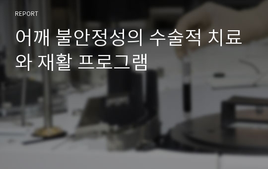 어깨 불안정성의 수술적 치료와 재활 프로그램