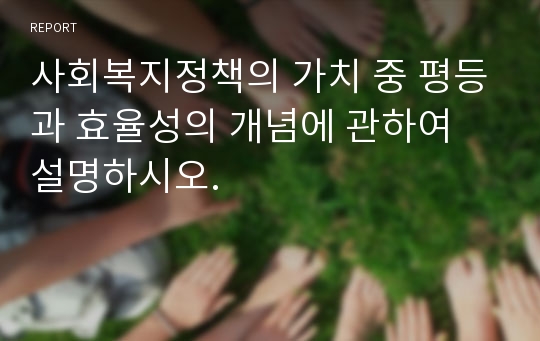 사회복지정책의 가치 중 평등과 효율성의 개념에 관하여 설명하시오.