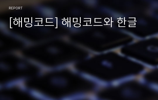 [해밍코드] 해밍코드와 한글