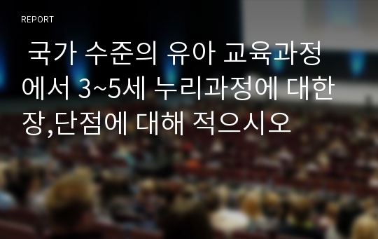  국가 수준의 유아 교육과정에서 3~5세 누리과정에 대한 장,단점에 대해 적으시오