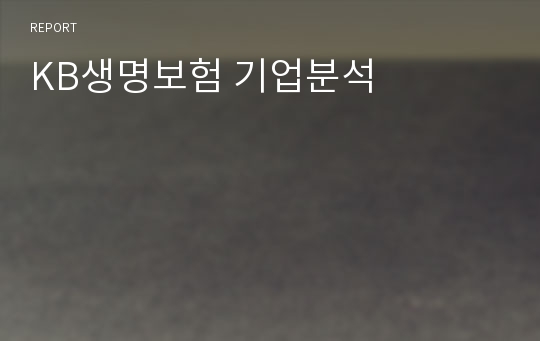 KB생명보험 기업분석