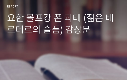 요한 볼프강 폰 괴테 (젊은 베르테르의 슬픔) 감상문