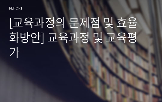 [교육과정의 문제점 및 효율화방안] 교육과정 및 교육평가