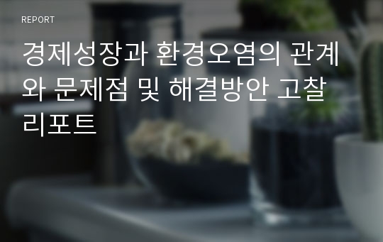 경제성장과 환경오염의 관계와 문제점 및 해결방안 고찰 리포트