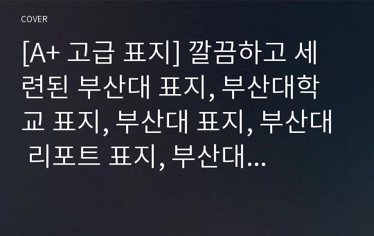 [A+ 고급 표지] 깔끔하고 세련된 부산대 표지, 부산대학교 표지, 부산대 표지, 부산대 리포트 표지, 부산대 레포트 표지