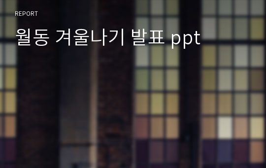 월동 겨울나기 발표 ppt