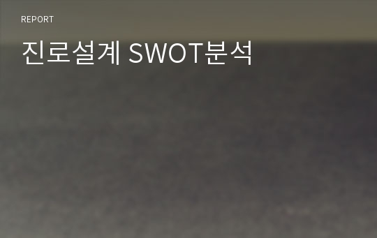 진로설계 SWOT분석