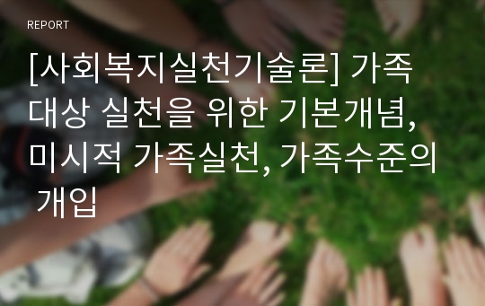 [사회복지실천기술론] 가족 대상 실천을 위한 기본개념, 미시적 가족실천, 가족수준의 개입