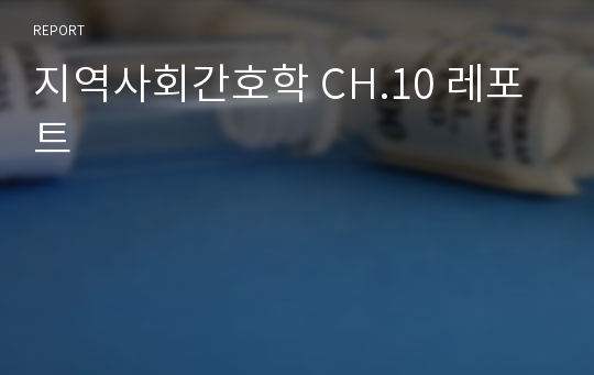 지역사회간호학 CH.10 레포트