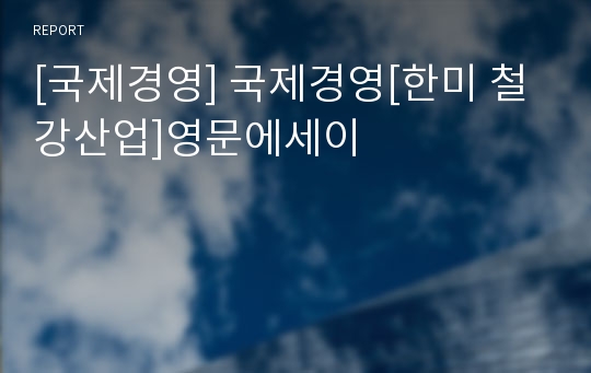 [국제경영] 국제경영[한미 철강산업]영문에세이