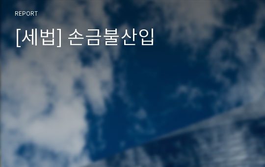 [세법] 손금불산입